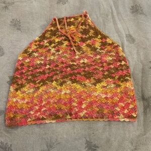 Knitted/Crochet Backless Halter with lace up back